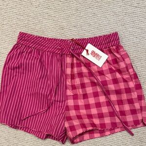 Solid and stripe new Fuchsia and Pink Checkered Women's Shorts